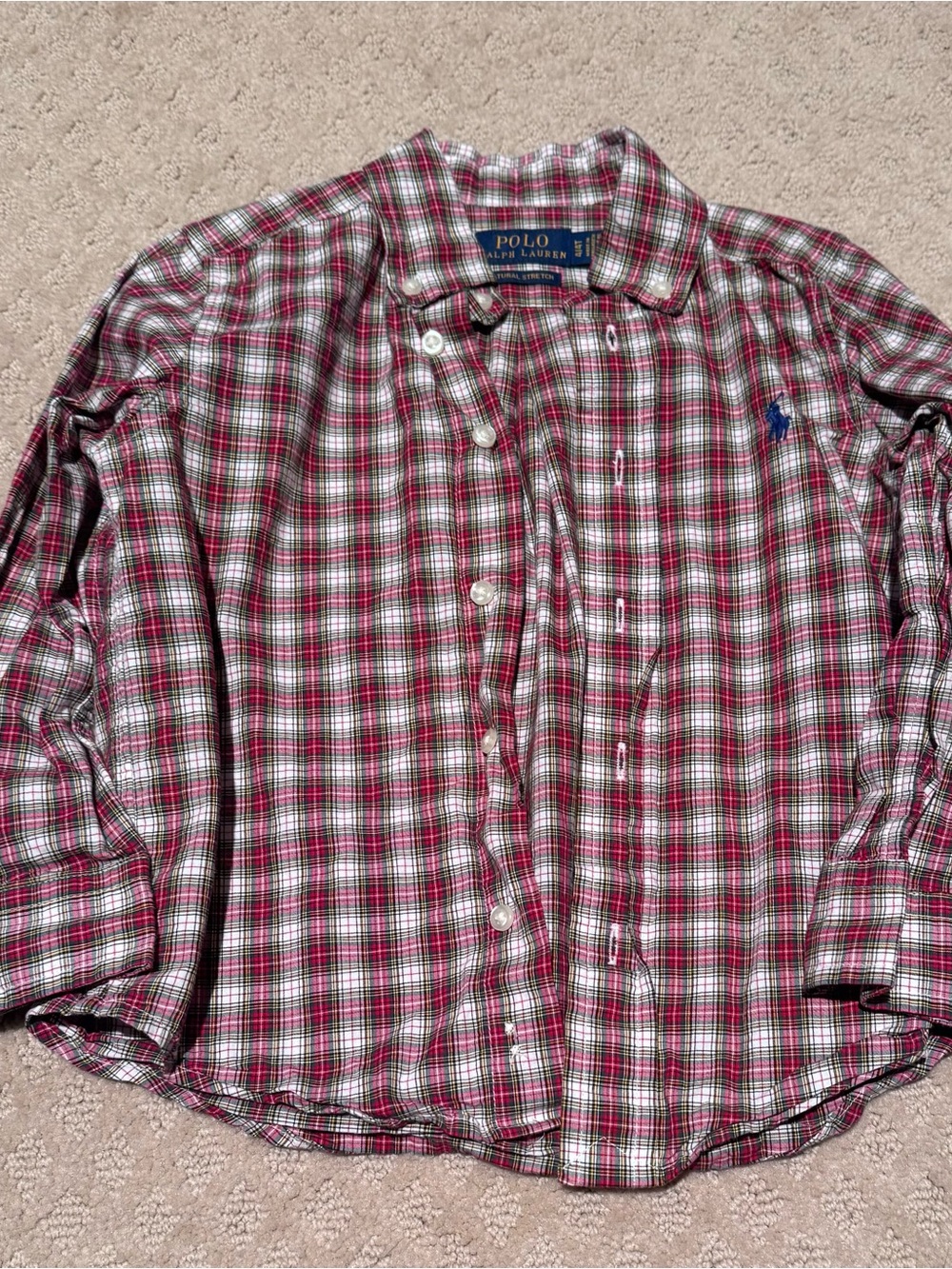 Polo by Ralph Lauren Red and White Plaid Button-Down Shirt